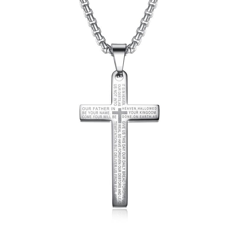 men's cross necklace with lord's prayer