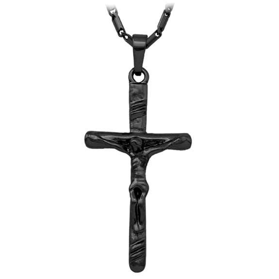 mens crucifix cross necklace black