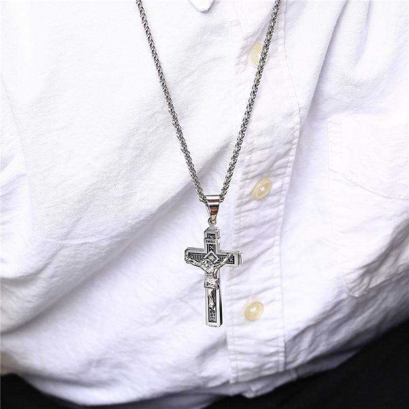 INRI Crucifix Necklace for Men
