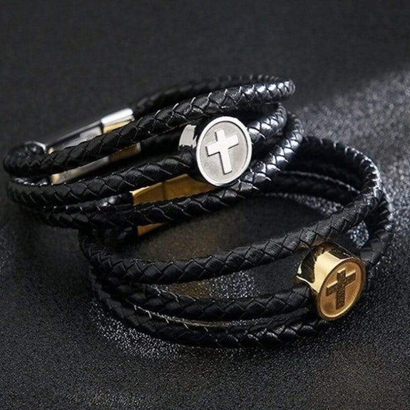 mens-medallion-cross-bracelet-layer
