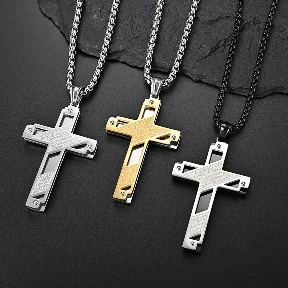 padre nuestro cross necklaces pendant