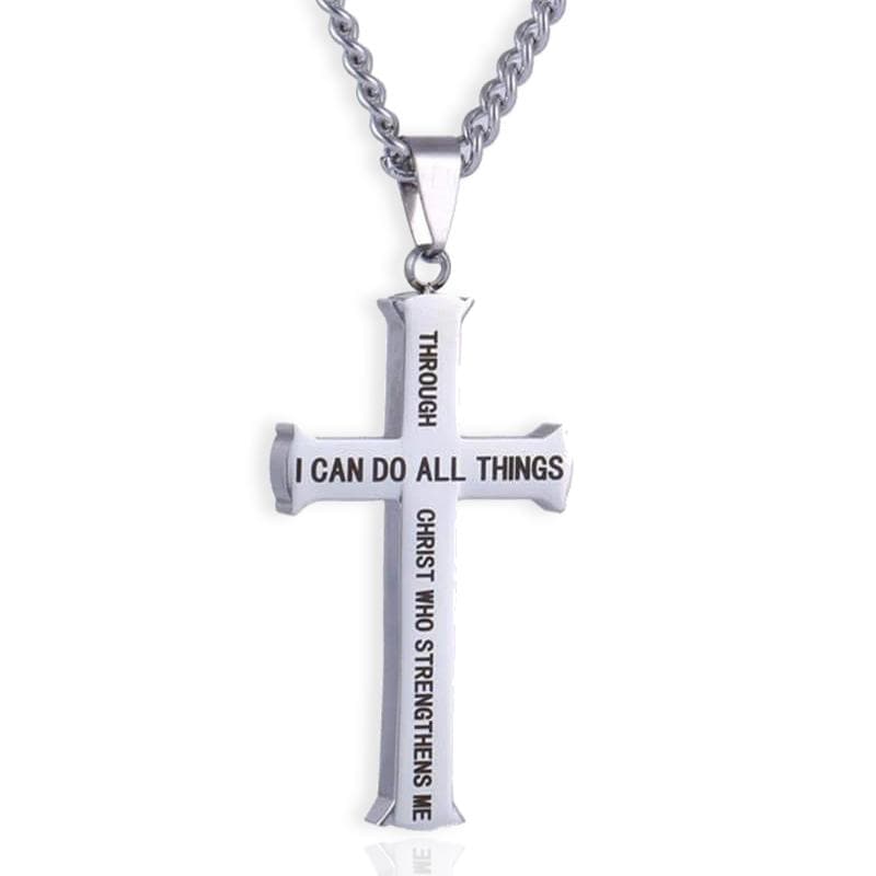 Philippians 4:13 Cross Necklace