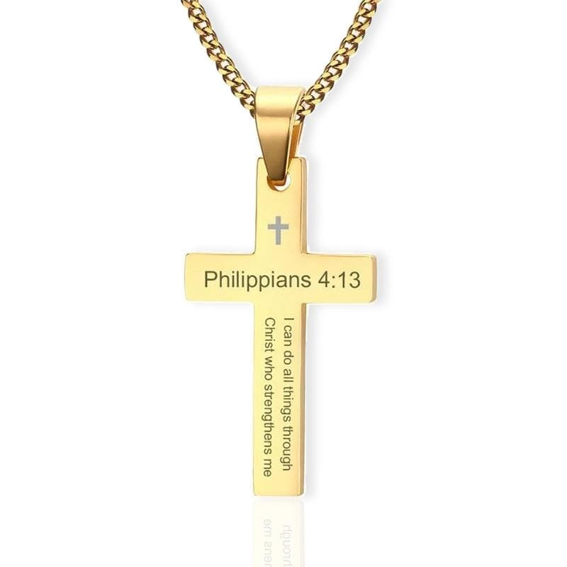 Philippians 4:13 Men's Necklace gold