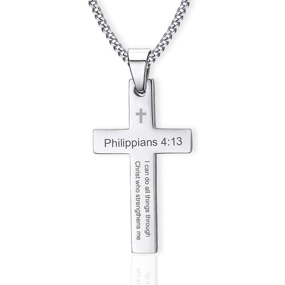 Philippians 4:13 Men's Necklace silver
