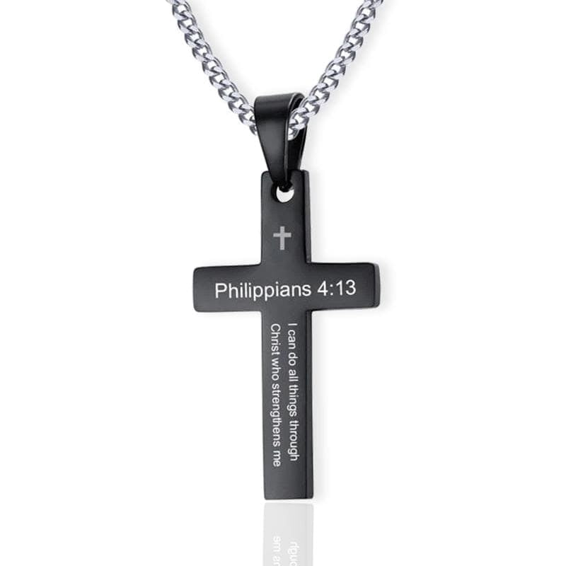 Philippians 4:13 Men's Necklace black