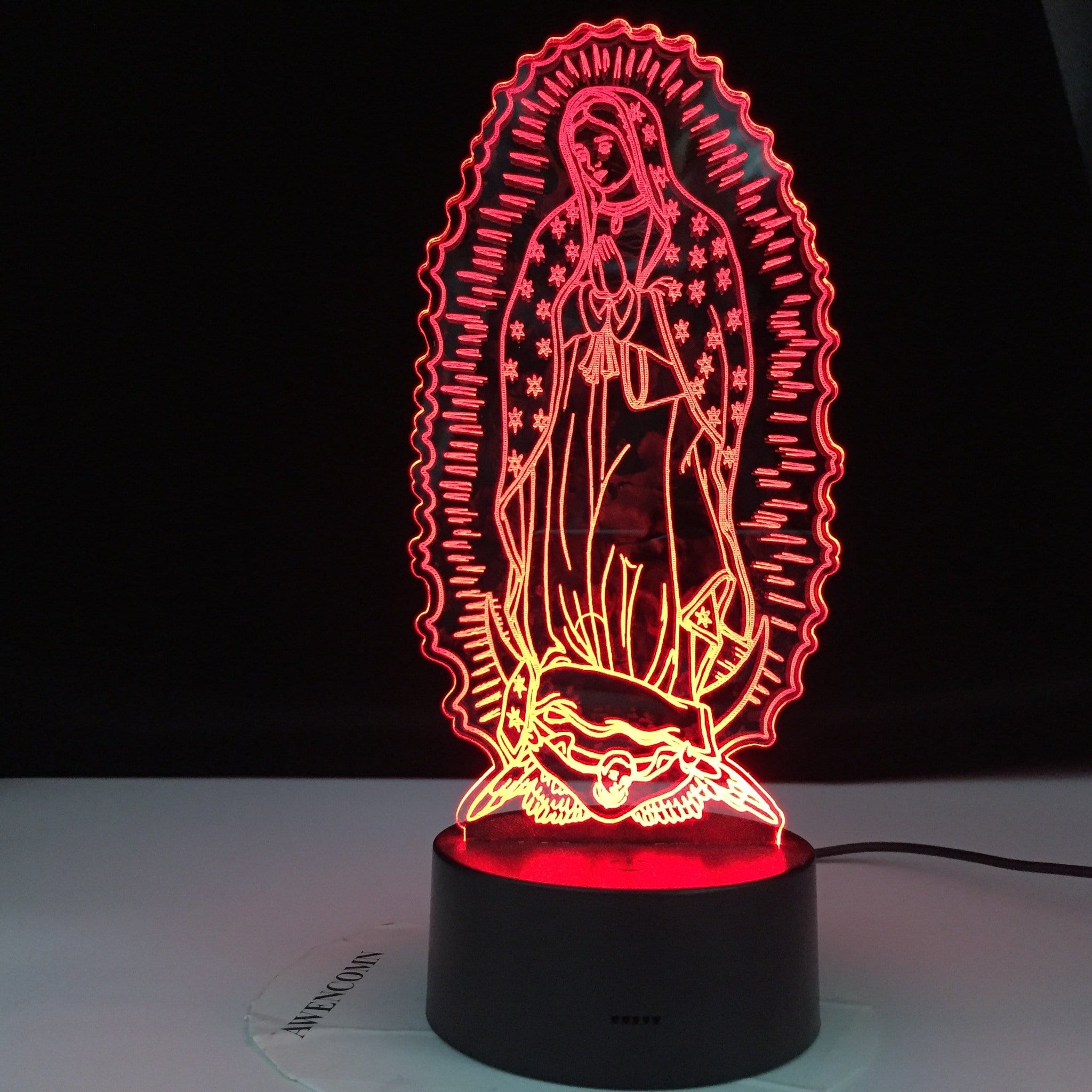 virgin mary lamp red