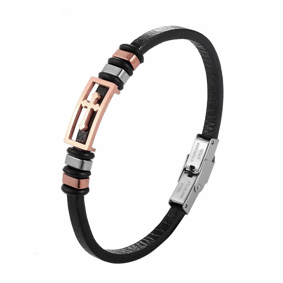 Leather Cross Bracelet for Womens