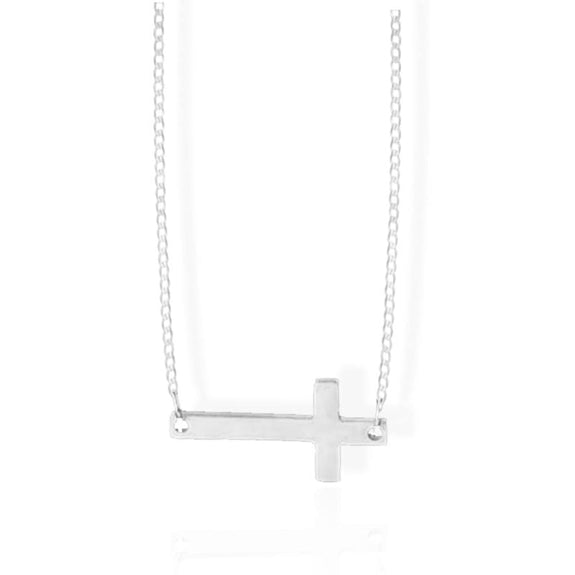 sideways cross necklace for women steel