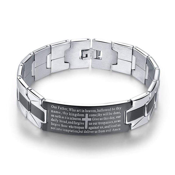 Stainless Steel Mens Link Chain Men Bracelet Heavy 24mm/8.26 Inch Scripture Lord  Prayer Cross With ID Card 85g Weight From Charmspendant, $10.72 | DHgate.Com