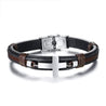 Leather Bracelet Silver Cross