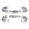 cuff bracelet with bible verse philippians 4:13 silver