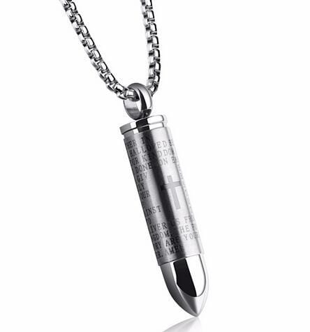 Lord's Prayer Bullet Necklace silver