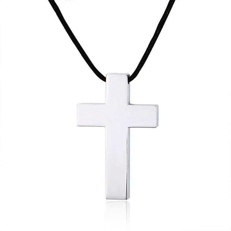 silver-mens cross-rope necklace