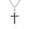 Men's Angel Cross Necklace Silver