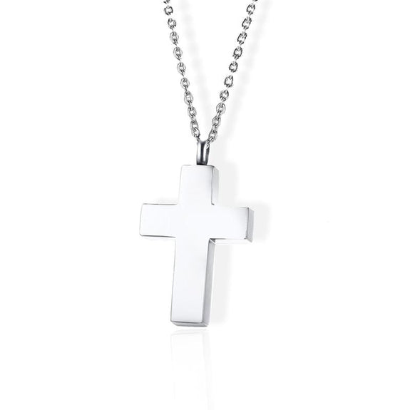 Silver Cross Urn Necklace
