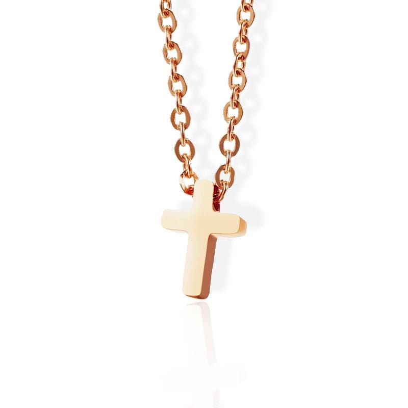 Women's Small Rose Gold Cross Necklace