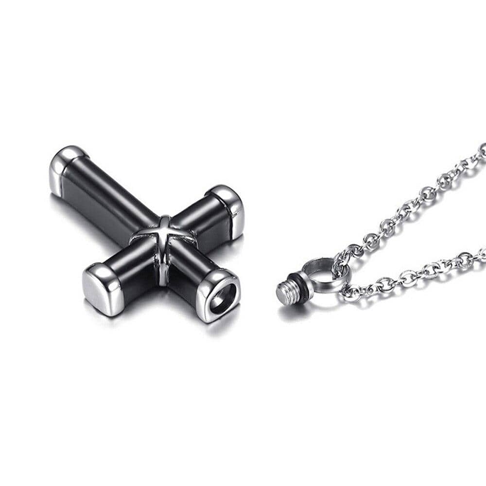 Men's Cross Urn Necklace Stainless Steel