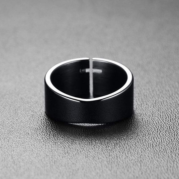 black cross ring in steel