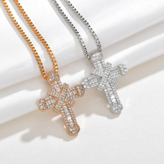 tiny diamond cross necklaces