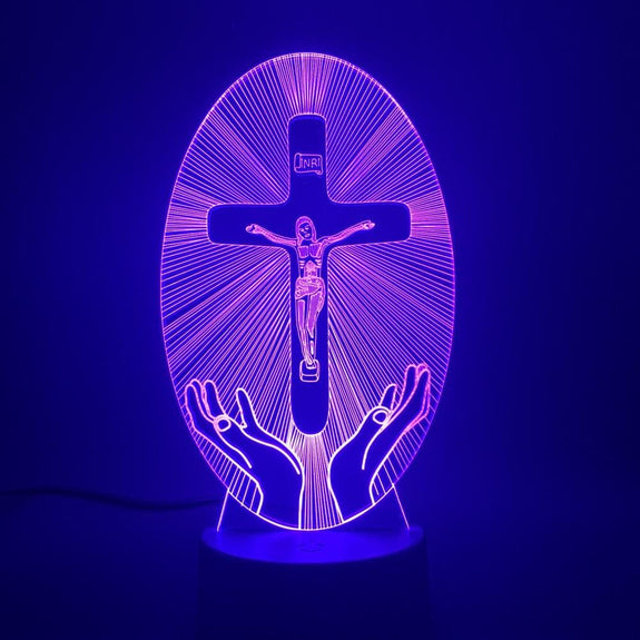 jesus cross night light  violet