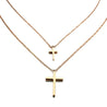 women's double chain cross necklace
