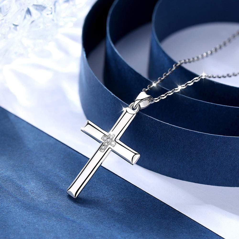 Women's Cross Necklace Silver sets with Diamond 