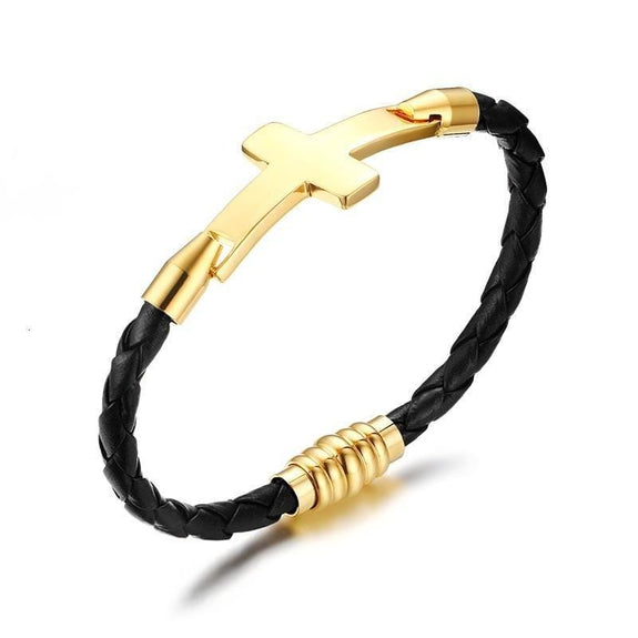 Women's Leather Cross Bracelet